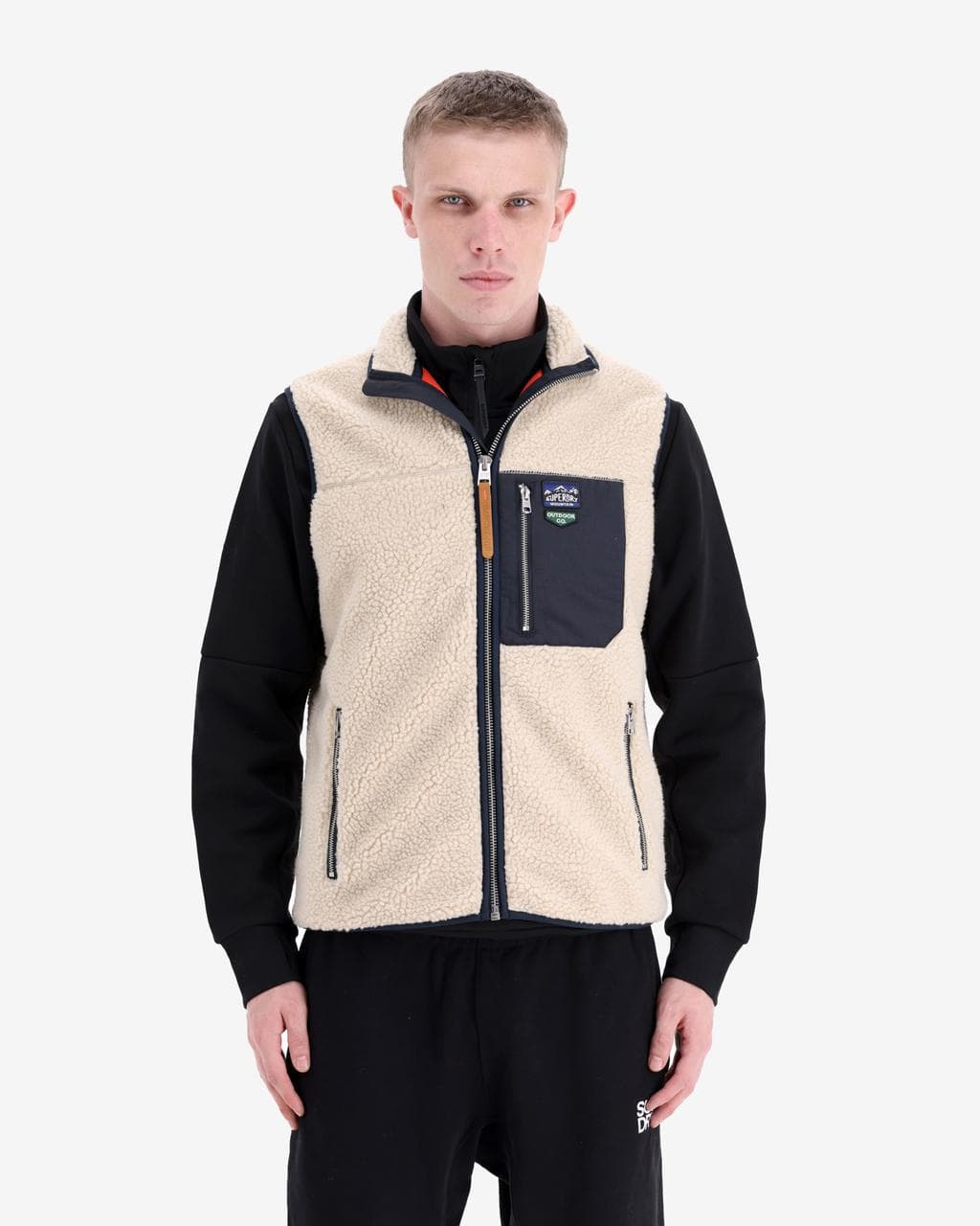 Gilet en polaire rétro vintage Superdry beige noir - S